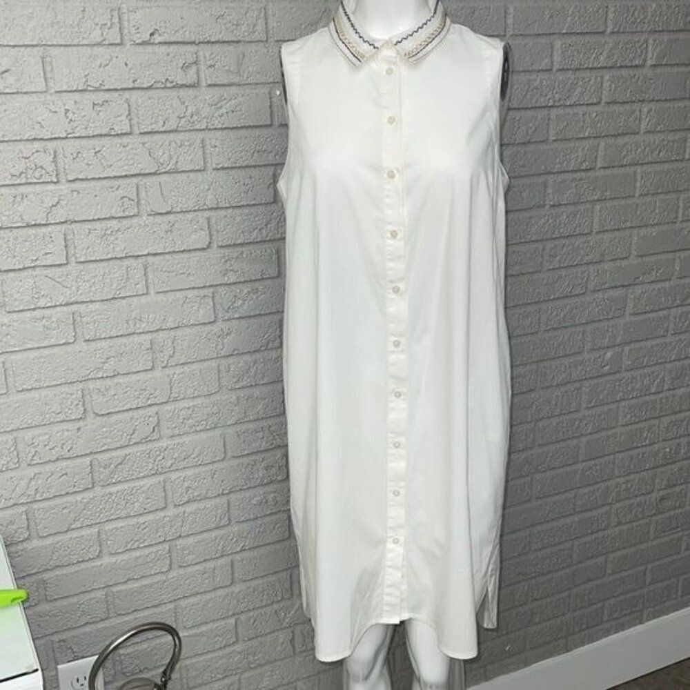 Tommy Hilfiger Women White Sleeveless Shirt Dress Size 10